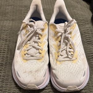 Hoka White and Yellow Athletic Shoes